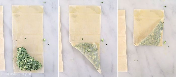 Vouw de samosa's op deze manier.