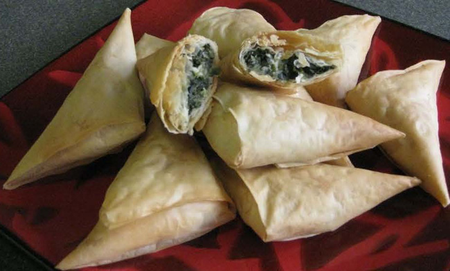 Lekker recept voor samosa's met spinazie en feta.